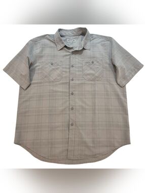 ORVIS EUC Short Sleeve Tech outdoor Fishing Shirt Oatmeal Button Up Mens Sz XL